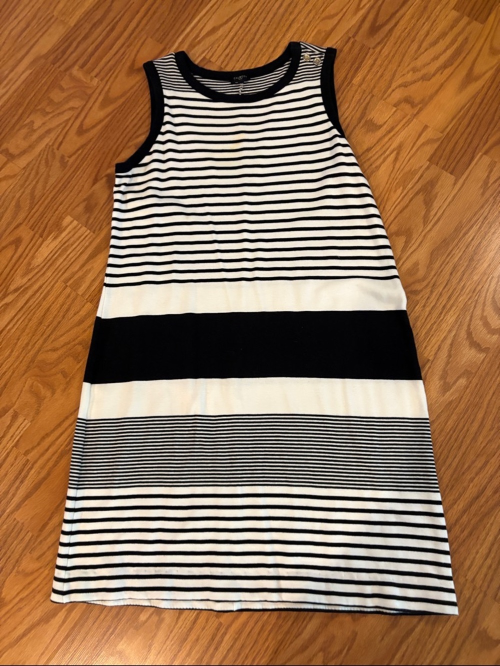 Talbots Black and White Striped Crewneck Top